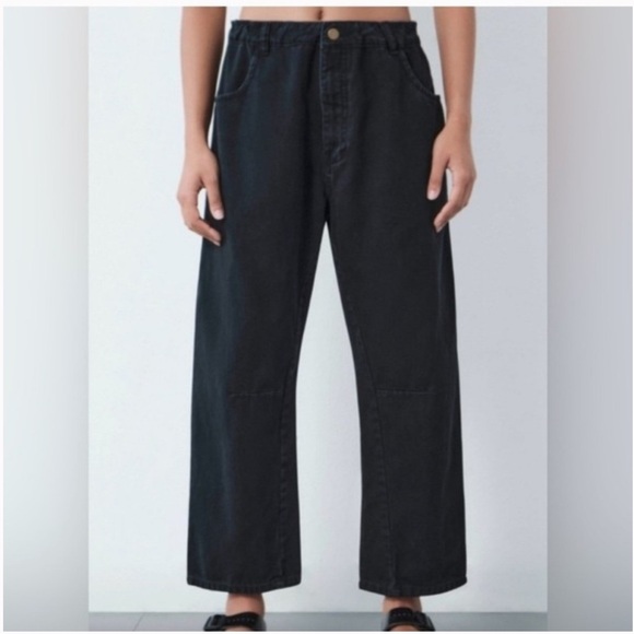 Roucha Denim - ROUCHA Diane Barrel Leg High Waist Wide Leg Ankle Jeans Size BB/ Medium Short
